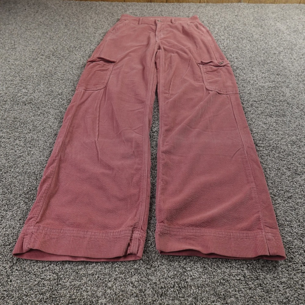 American Eagle Pants Womens 2 Pink Cargo High Rise Baggy Wide Leg Rave Stretch